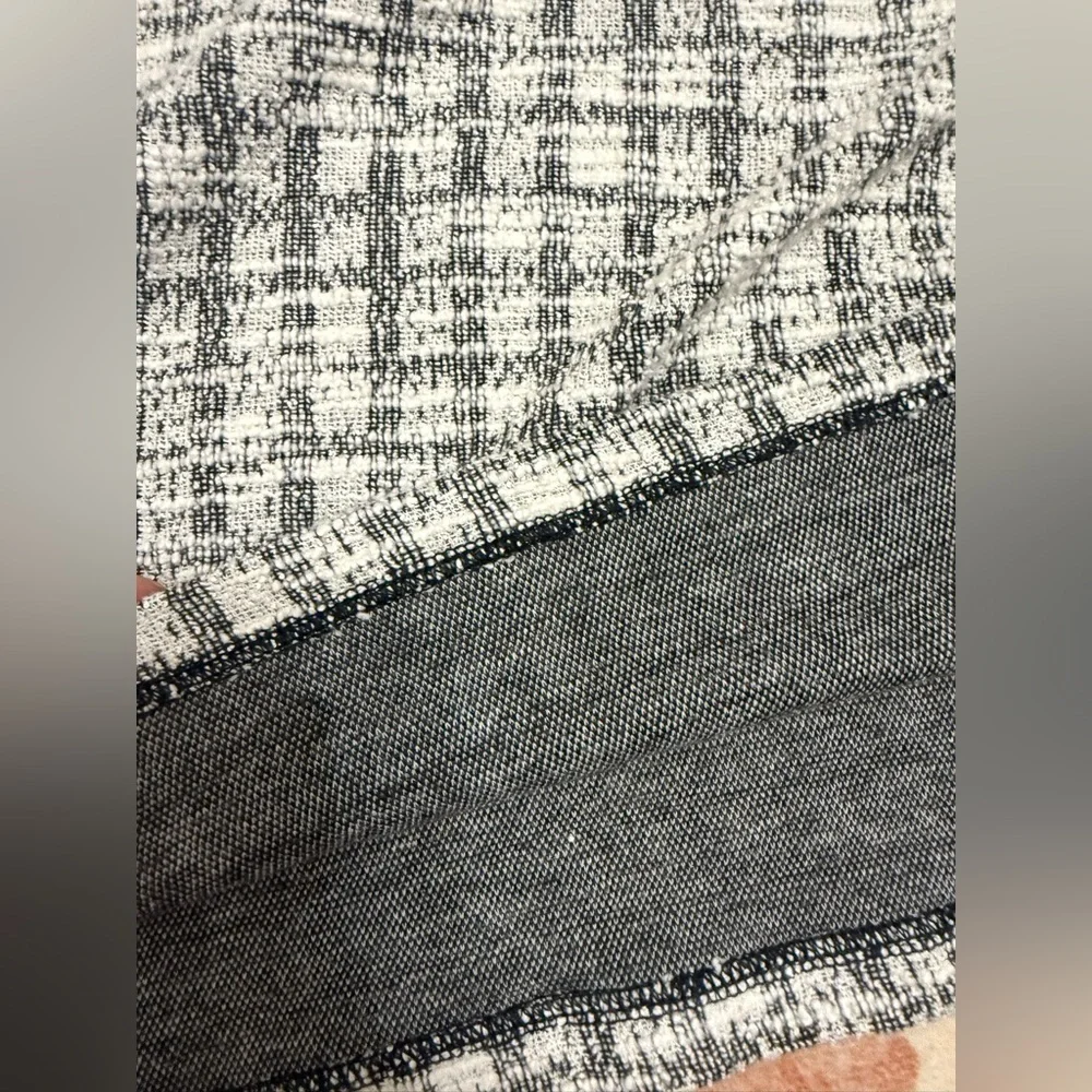 Banana Republic Plaid Textured Tweed Knit Puff Sleeve Short Sleeve Top Blouse